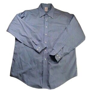 Brooks Brothers Size 16.5 4/5 Non Iron Traditional Fit Blue White Houndstooth